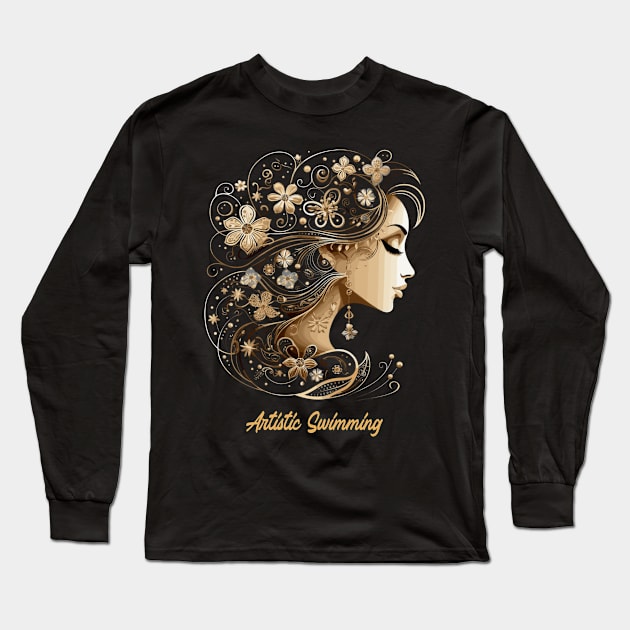 artistic swimming, synchronized swimming, golden dancers v4 Long Sleeve T-Shirt by H2Ovib3s